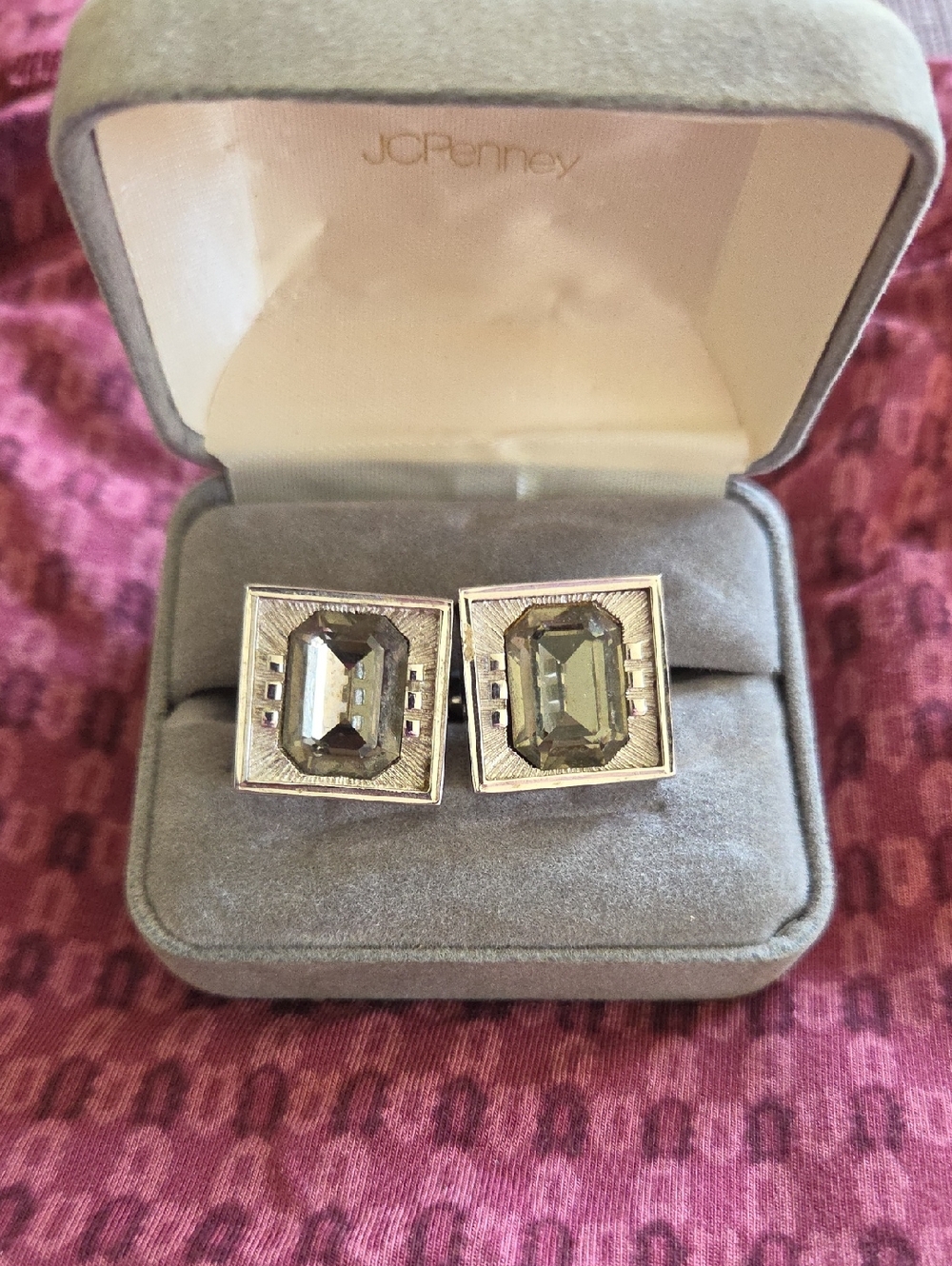 jcpenney Silver-Tone Cuff Links with Clear Stones